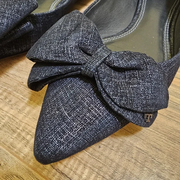 Tory Burch "Rosalind" Denim leather Pointed Toe Flats, size US 8.5 - Picture 14 of 17